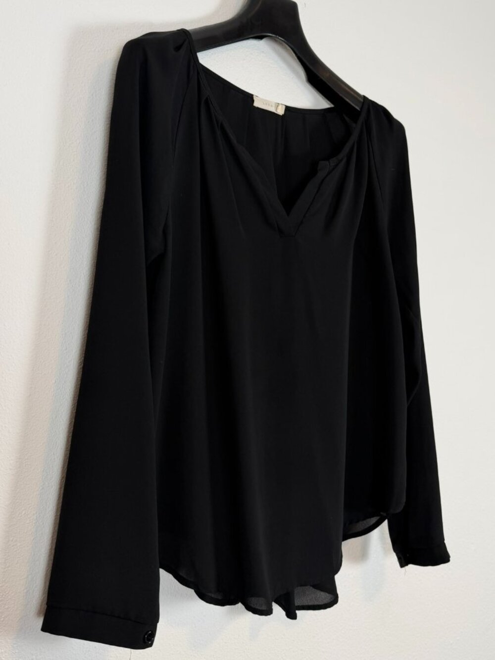 Lush Black Long Sleeve V-Neck Blouse Women’s Size S